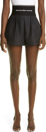 Alexander Wang Logo Waist Pleated Safari Shorts | Nordstrom