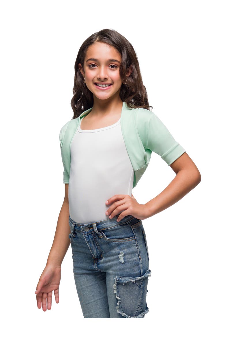 Open Front short Sleeve Cropped Bolero Shrug, Alternate, color, Mint