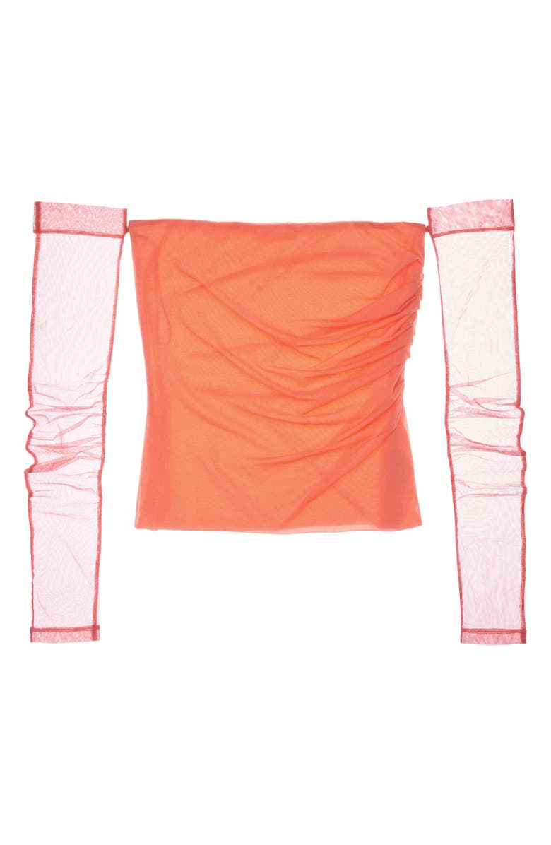 Helmut Lang Sheer Off the Shoulder Long Sleeve Top, Main, color,