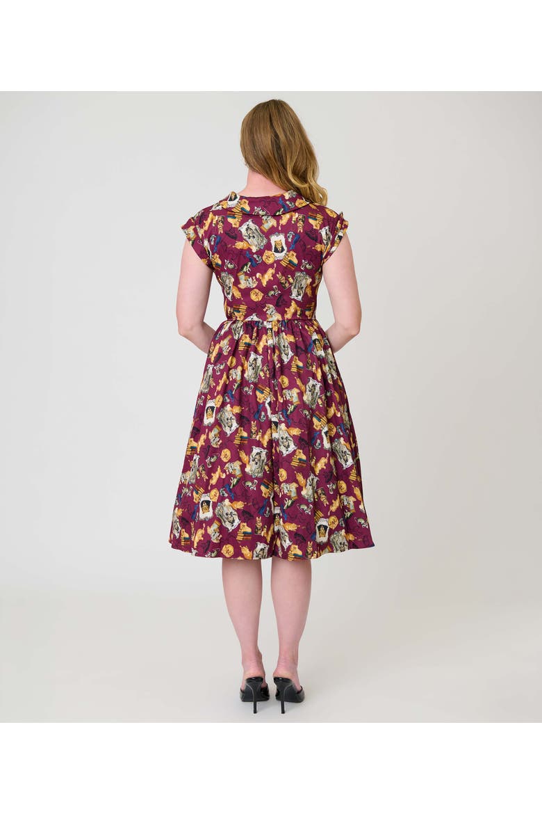 Cafe Swing Dress, Alternate, color, Red Magical Creature Print