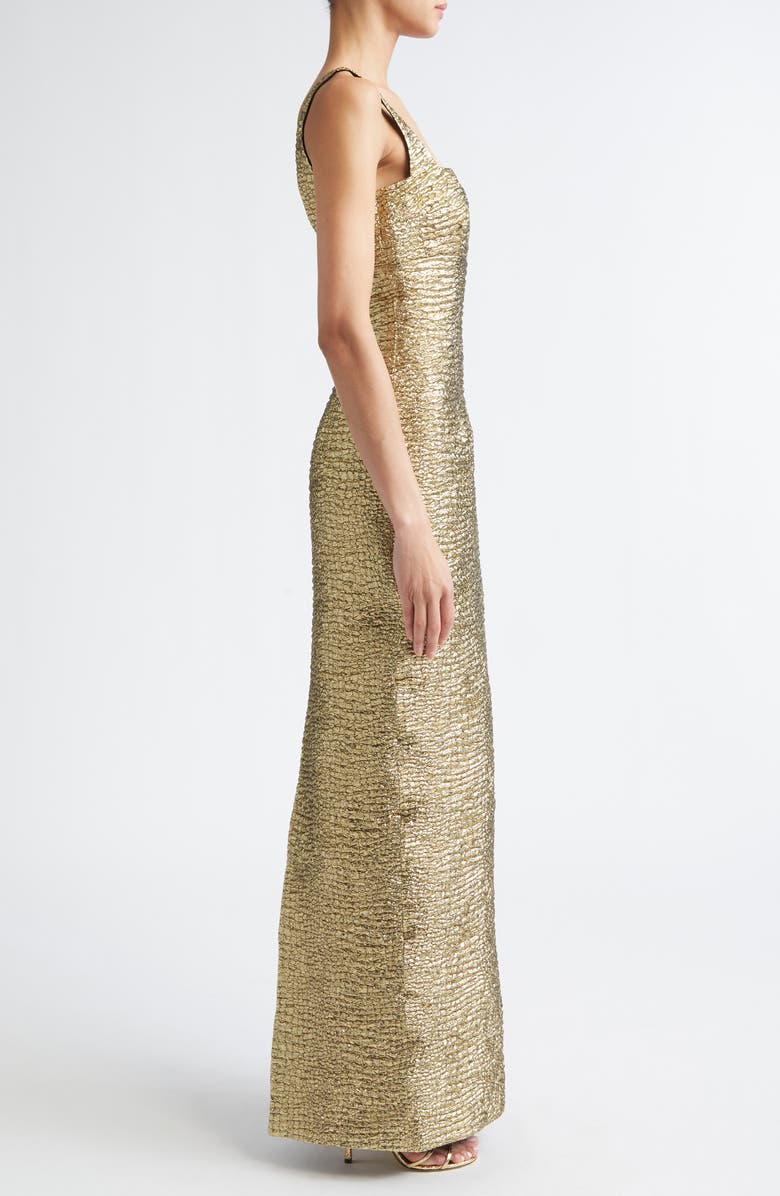 Emilia Wickstead Micheline Metallic Seersucker Column Gown, Alternate, color,