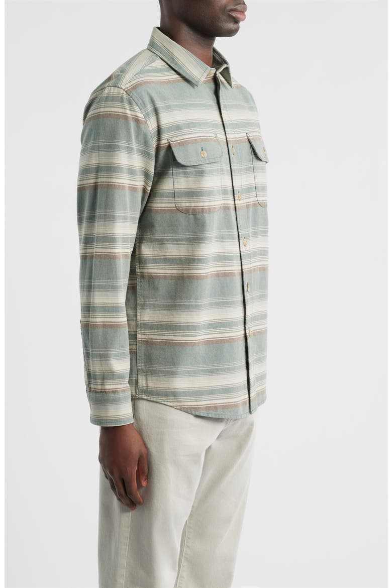 Beach Shack Stripe Brushed Cotton Button-Up Shirt, Alternate, color, TEAL STRIPE