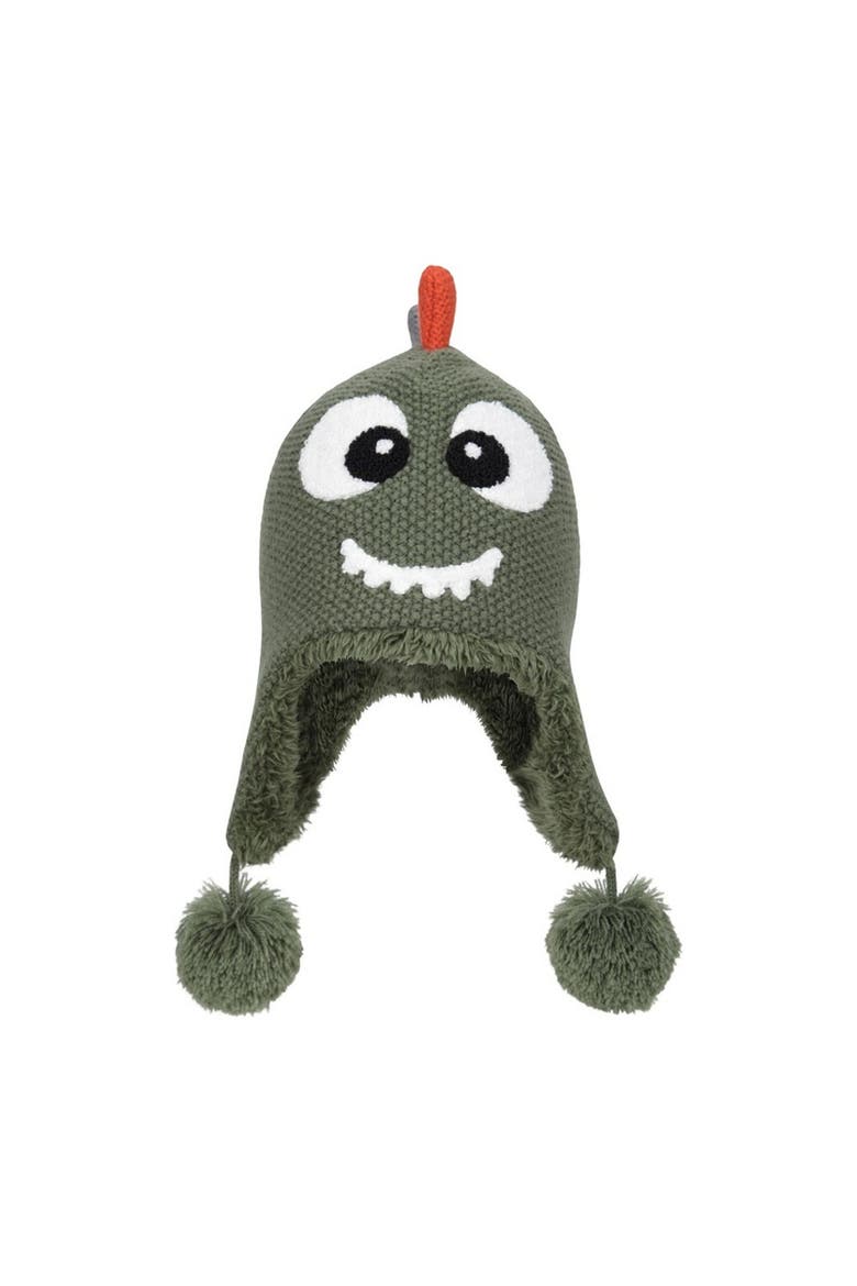 Childrens/kids Dragon Faux Fur Lined Hat And Gloves Set, Alternate, color, Green