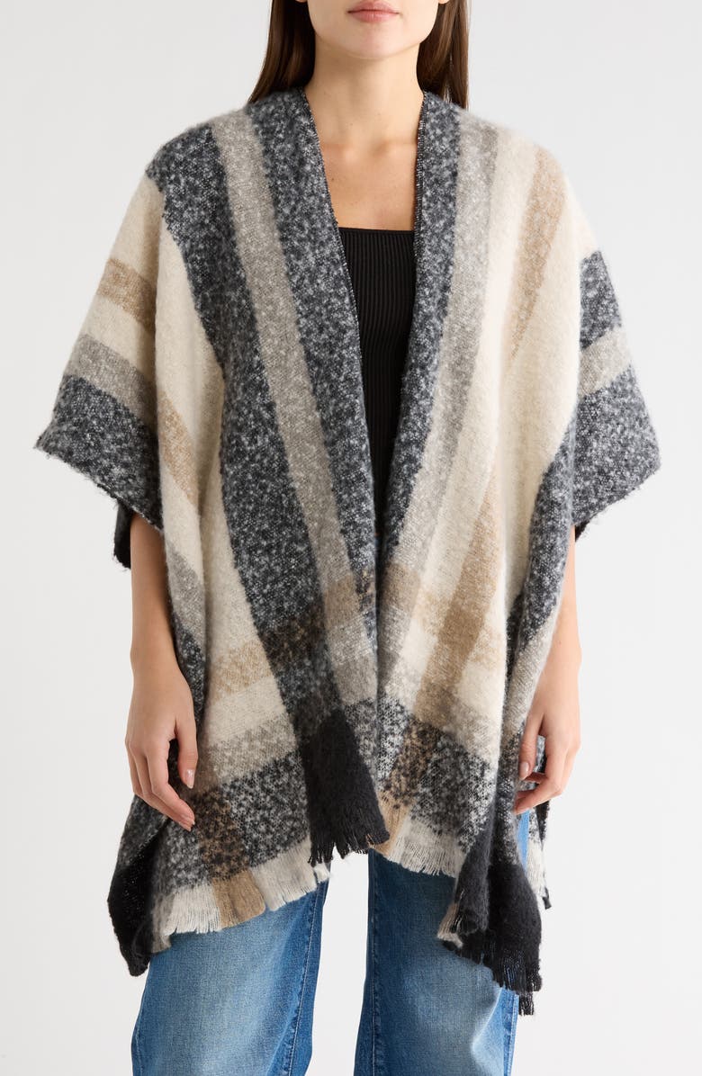 Nine West Luxe Plaid Topper, Main, color, 