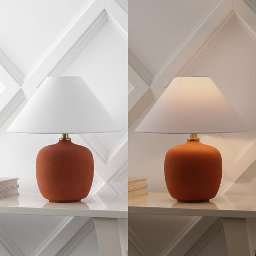 Jonathan Y Delphi 18.25" Minimalist Scandinavian Resin/iron Led Table Lamp In Matte Wine Red