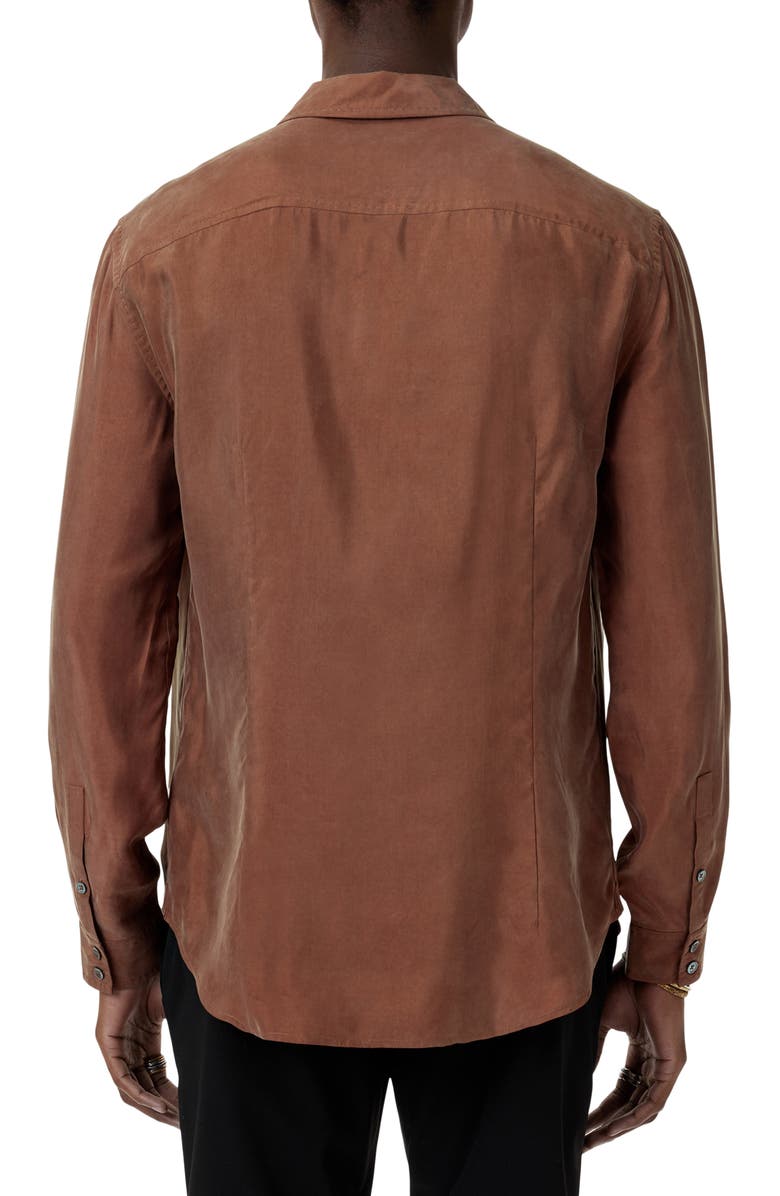 John Varvatos Martin Solid Twill Button-Up Shirt, Alternate, color, Hazelnut