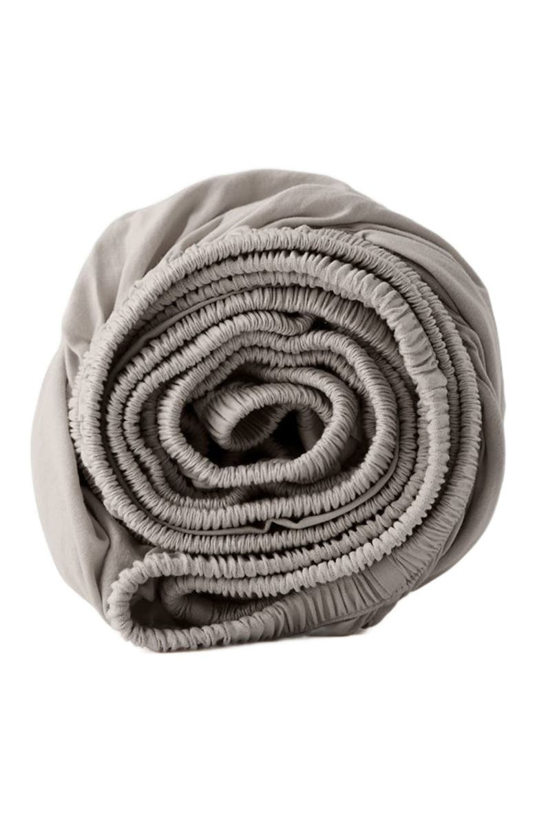 Pact Organic Cotton Organic Room Service Sateen Fitted Sheet, Main, color, Dove Grey