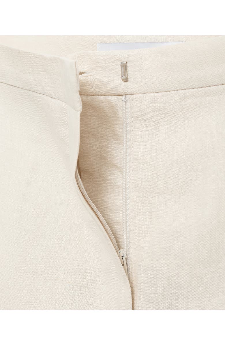 MANGO Pleated Linen Pants, Alternate, color, Ecru