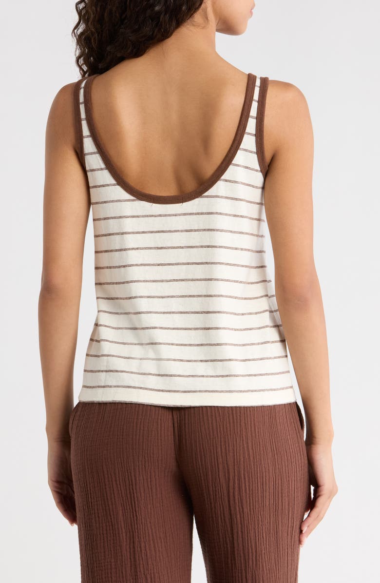 Marine Layer Laci Stripe Hemp & Cotton Tank, Alternate, color, Chocolate/ White Stripe