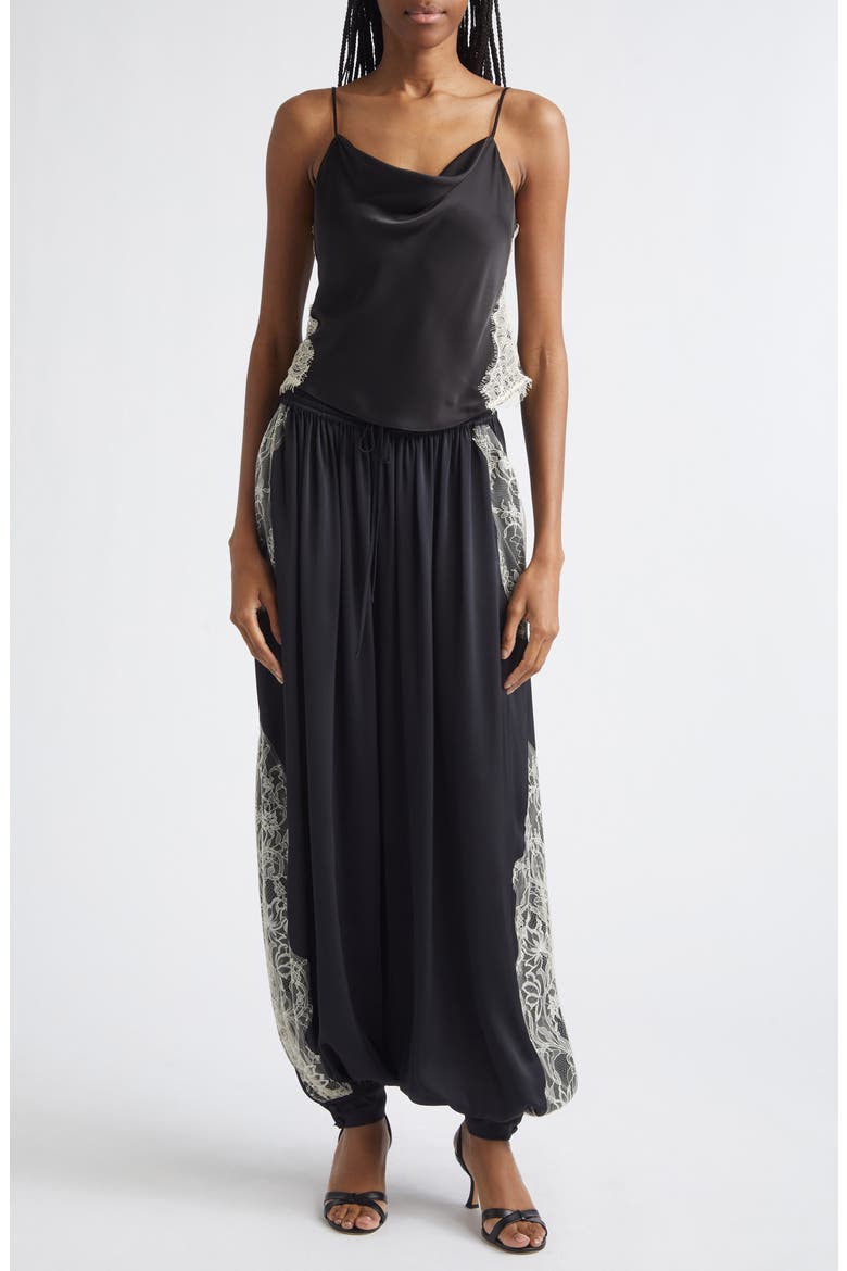 Esme Lace Satin Camisole, Alternate, color, BLACK/ GARDENIA