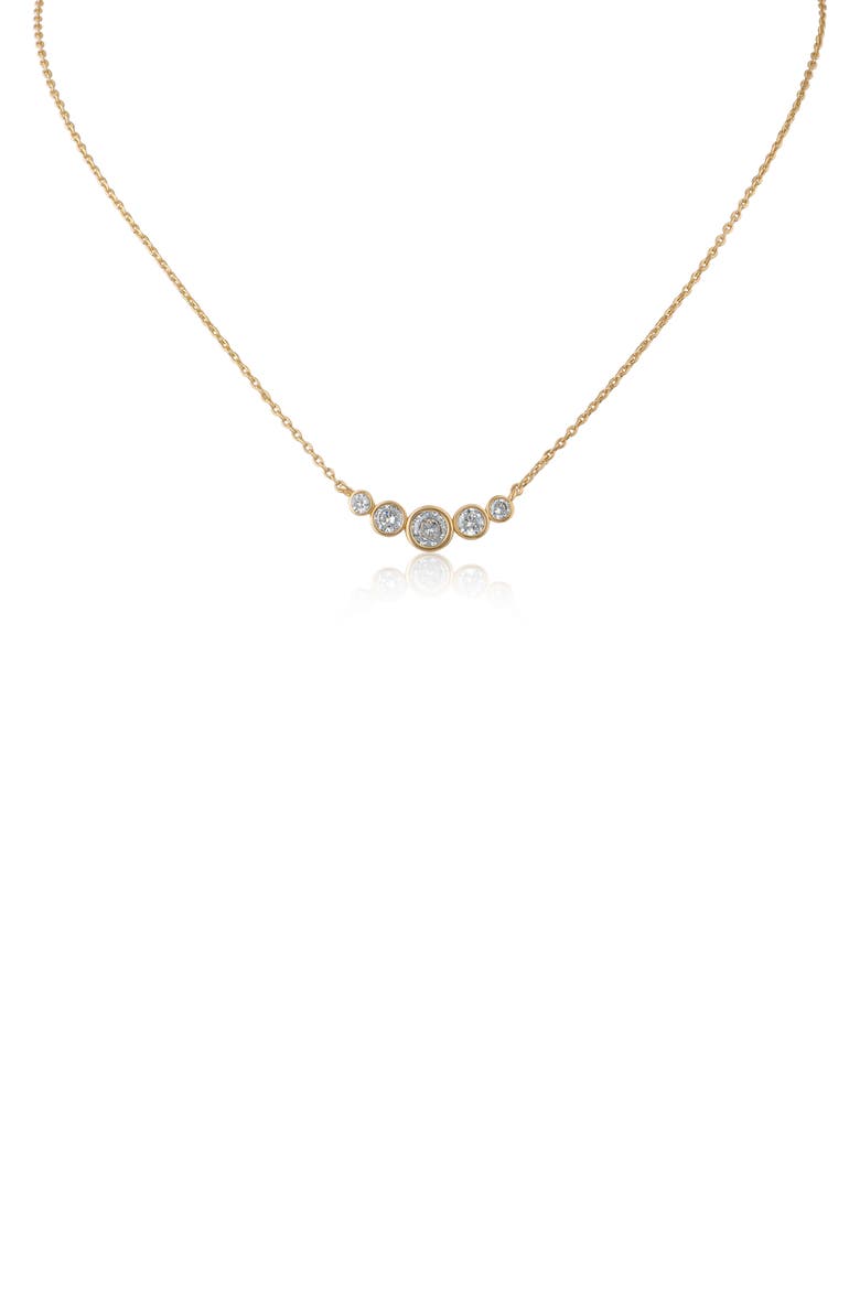 Bezel Set Cubic Zirconia Pendant Necklace, Main, color, CLEAR/GOLD