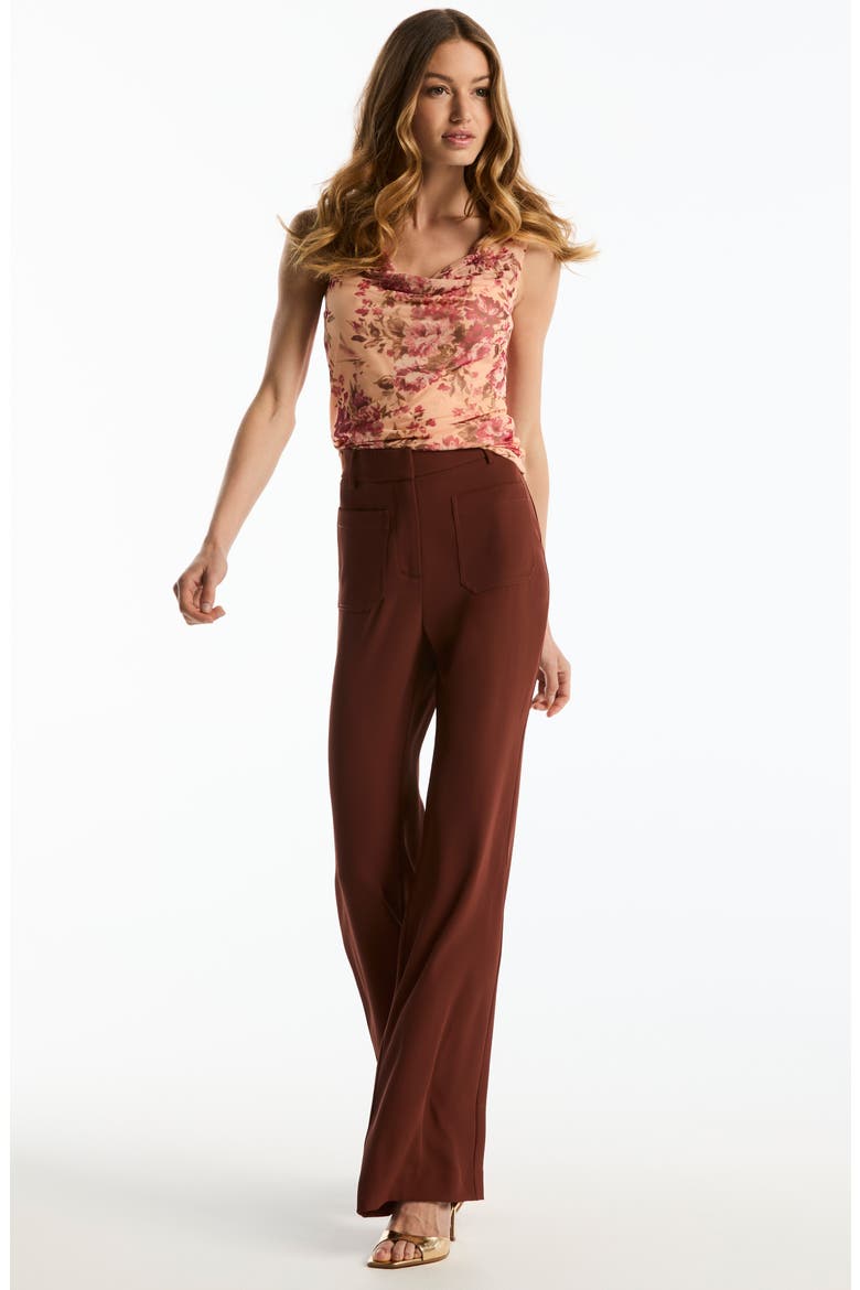 Patch Pocket Flare Leg Pants, Alternate, color, CINNAMON