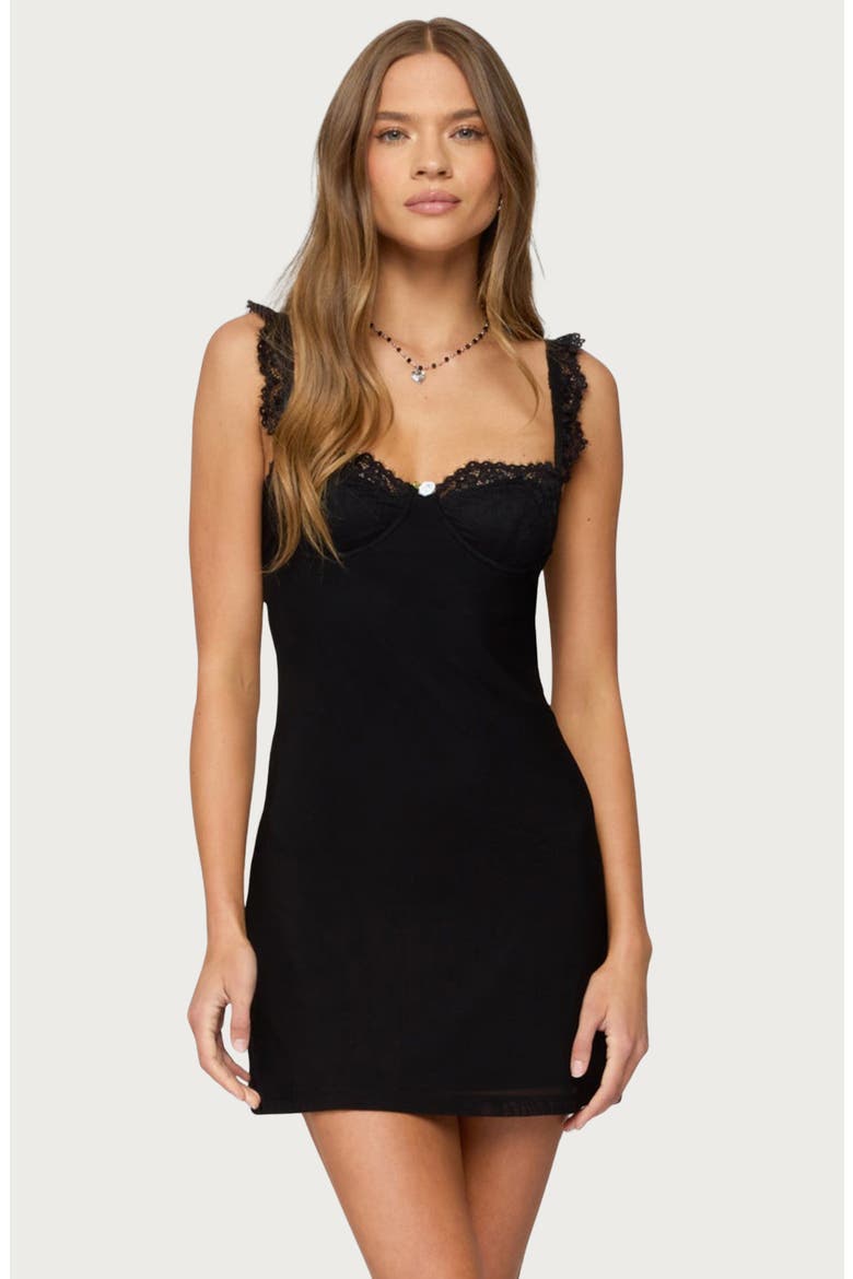 Rosine Lacy Minidress, Alternate, color, BLACK