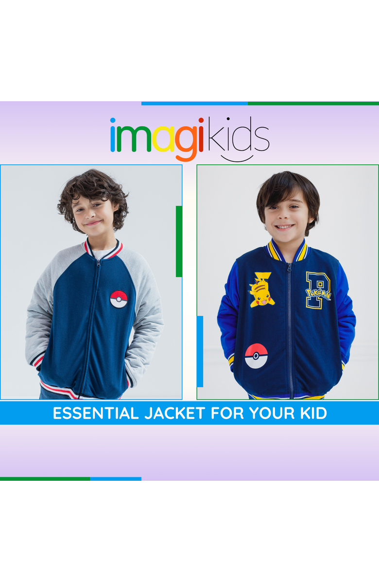 POKEMON Varsity Bomber Jacket, Alternate, color, Navy Royal Pikachu