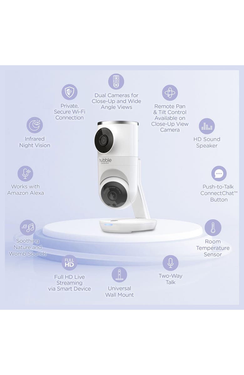 Hubble Connected Nursery Pal Dual Vision Camera, Alternate, color, White
