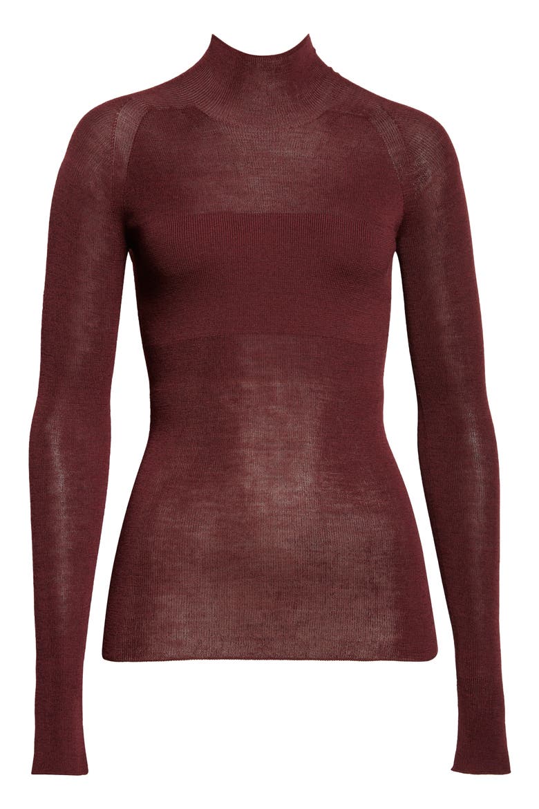 Merino Wool Blend Rib Sweater, Alternate, color, BURGUNDY