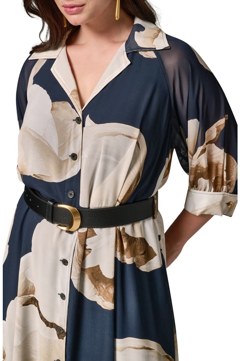 Floral Print Chiffon Midi Shirtdress, Alternate, color, NIGHT SKY
