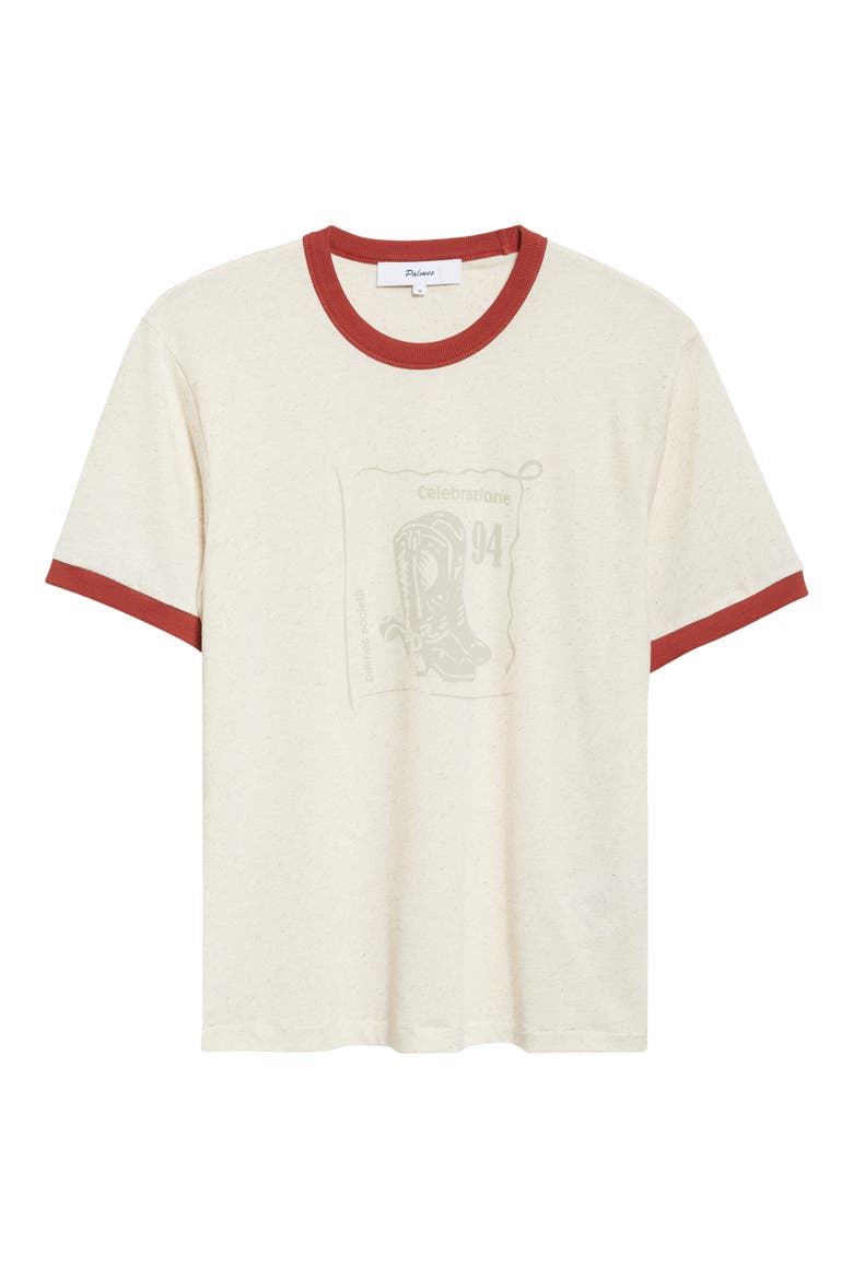 Celebrazione Cotton & Linen Ringer T-Shirt, Alternate, color, BROKEN WHITE
