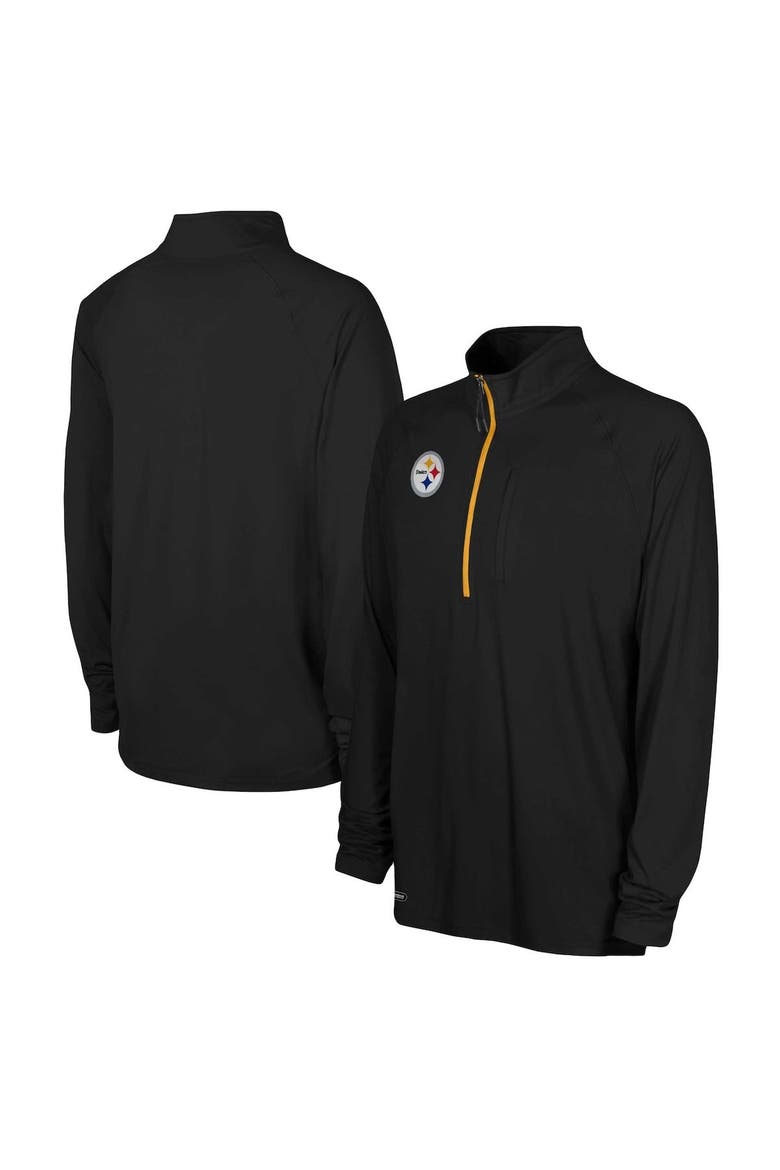 Men's Black Pittsburgh Steelers Combine Authentic Raglan Quarter-Zip Top, Main, color, Black