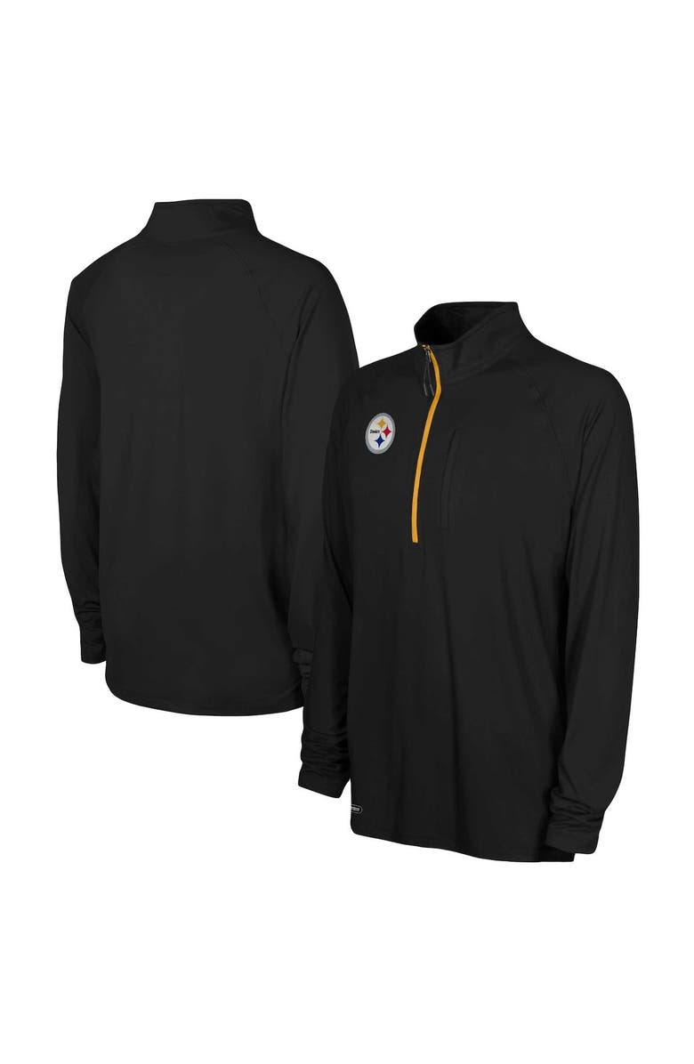 Outerstuff Men's Black Pittsburgh Steelers Combine Authentic Raglan Quarter-Zip Top, Main, color, 