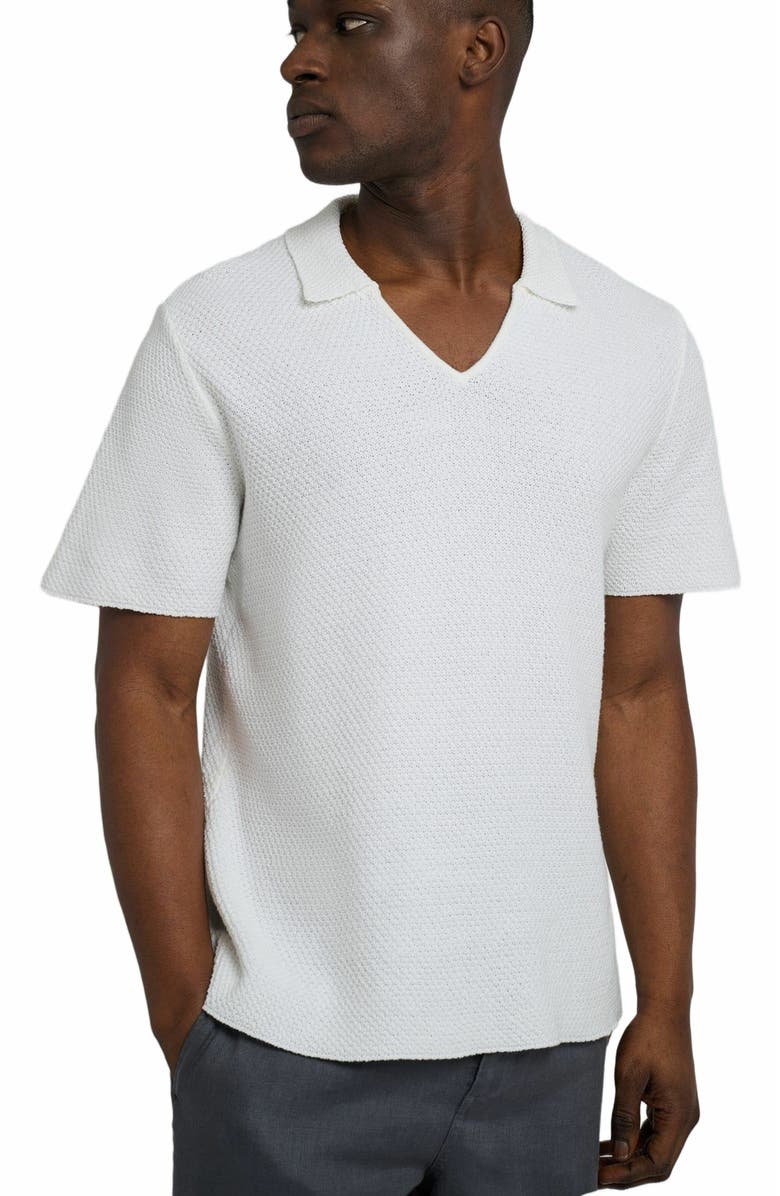 Onia Cotton Crochet Johnny Collar Polo, Alternate, color, White