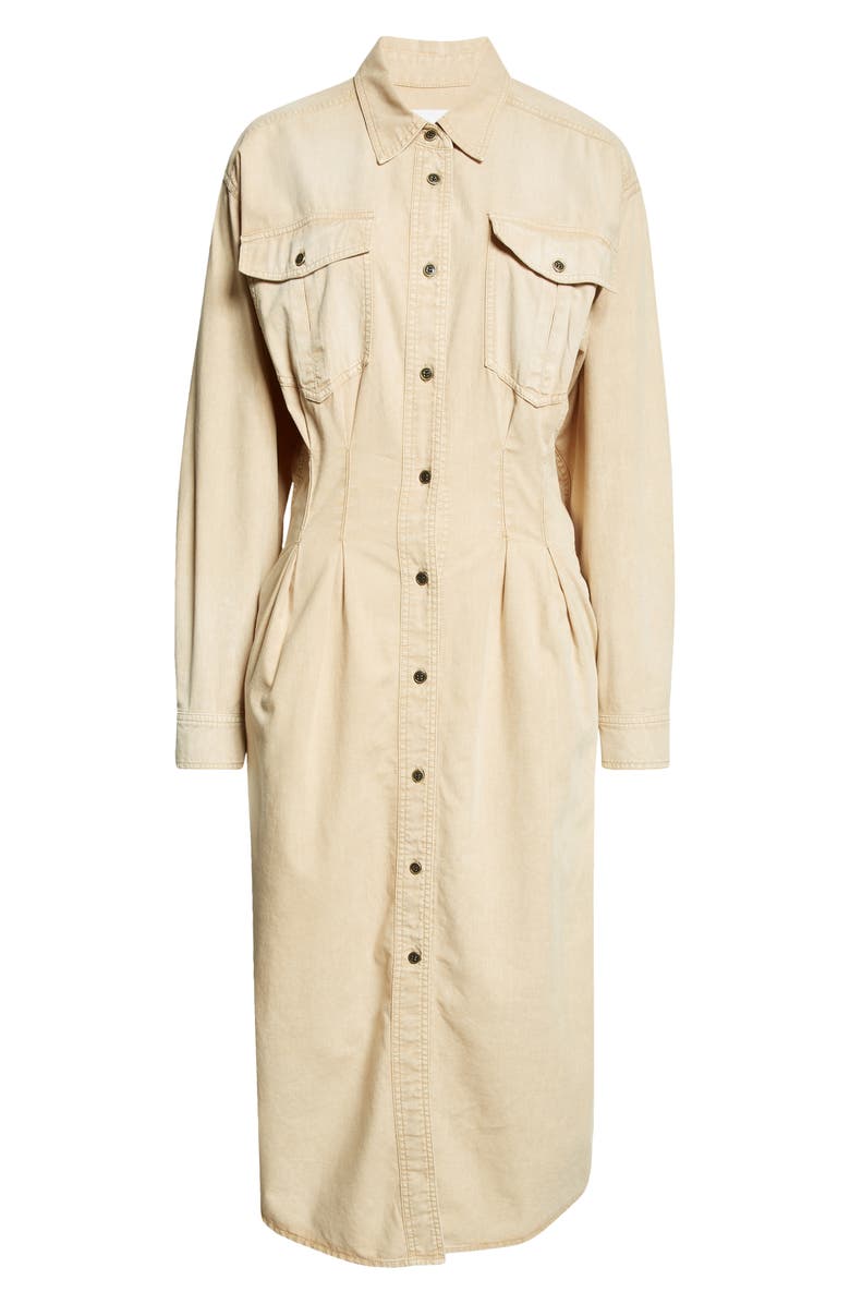 Isabel Marant Étoile Nolwen Belted Denim Shirtdress, Alternate, color, Beige