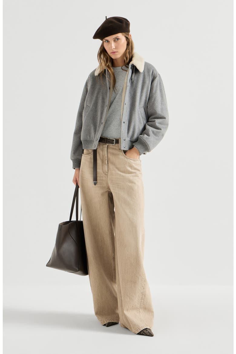 Cashmere sweater with monili, Alternate, color, Pebble