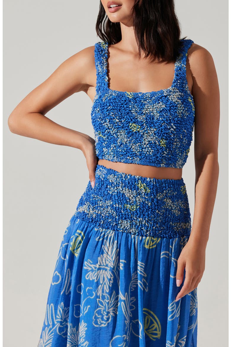 Tropical Print A-Line Skirt, Alternate, color, BLUE LEMON