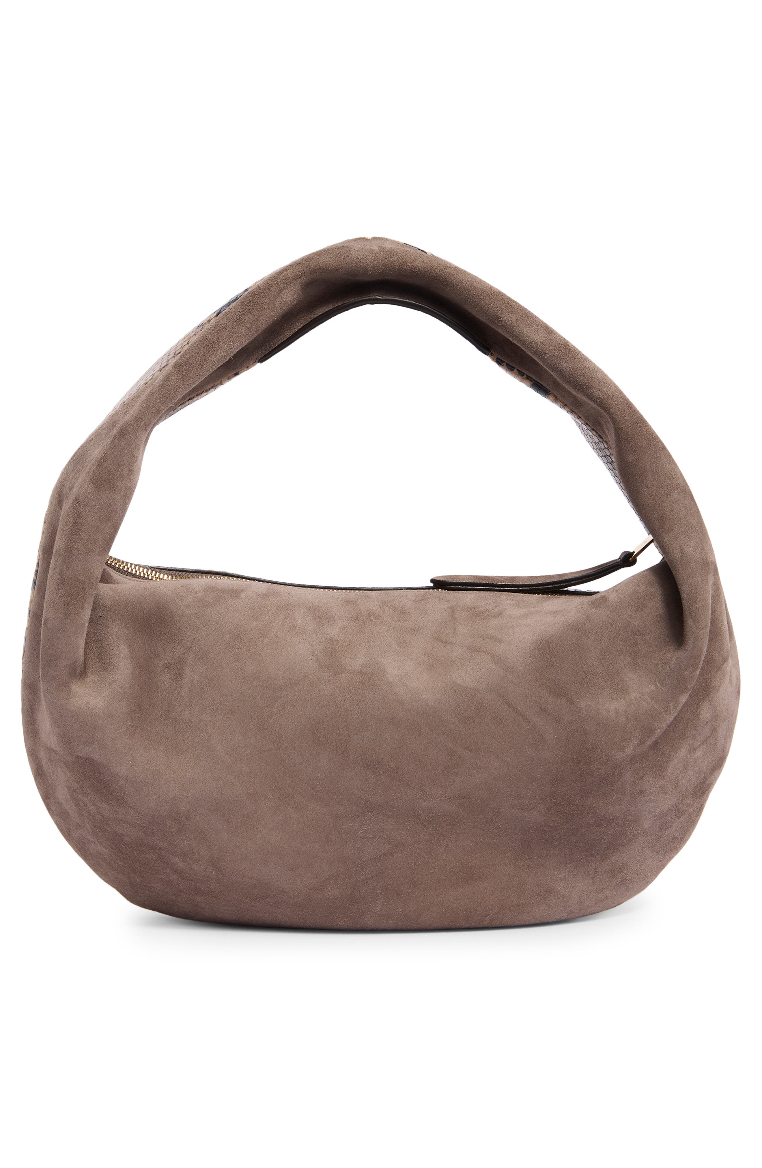 Medium Olivia Leather Hobo Bag, Alternate, color, TAUPE/ MORNING DOVE