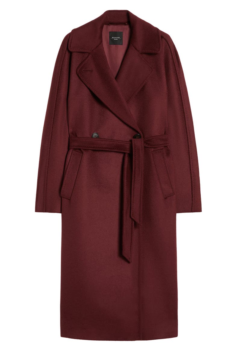 Dresina Wool Trench Coat, Alternate, color, BORDEAUX