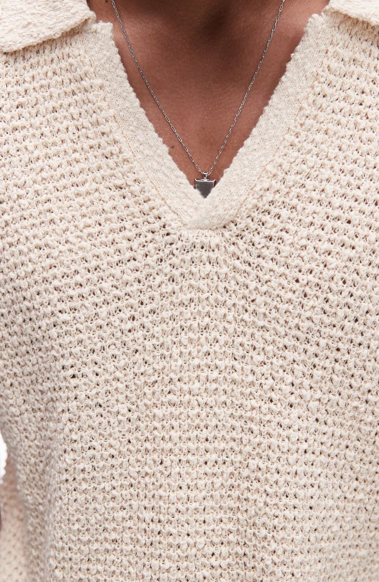 Topman Johnny Collar Textured Cotton Polo, Alternate, color, 