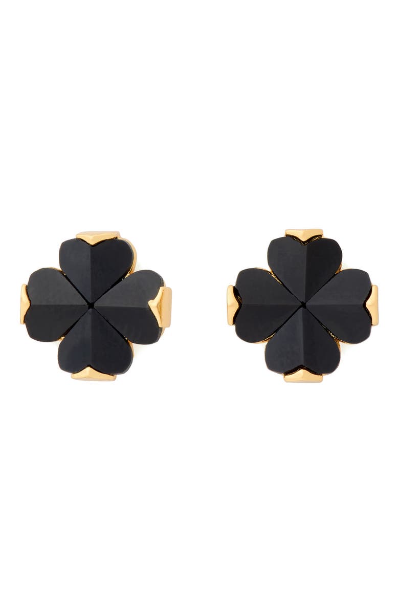 Kate Spade New York spade flower stud earrings, Main, color, Black