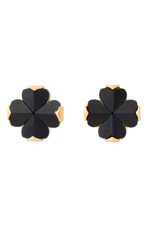 spade flower stud earrings