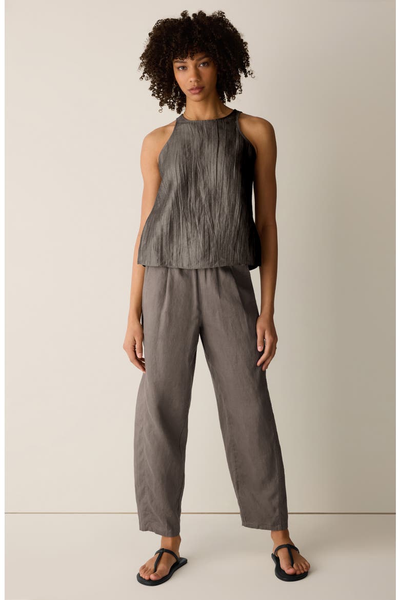 Pleated Organic Linen Lantern Pants, Alternate, color, WLNUT