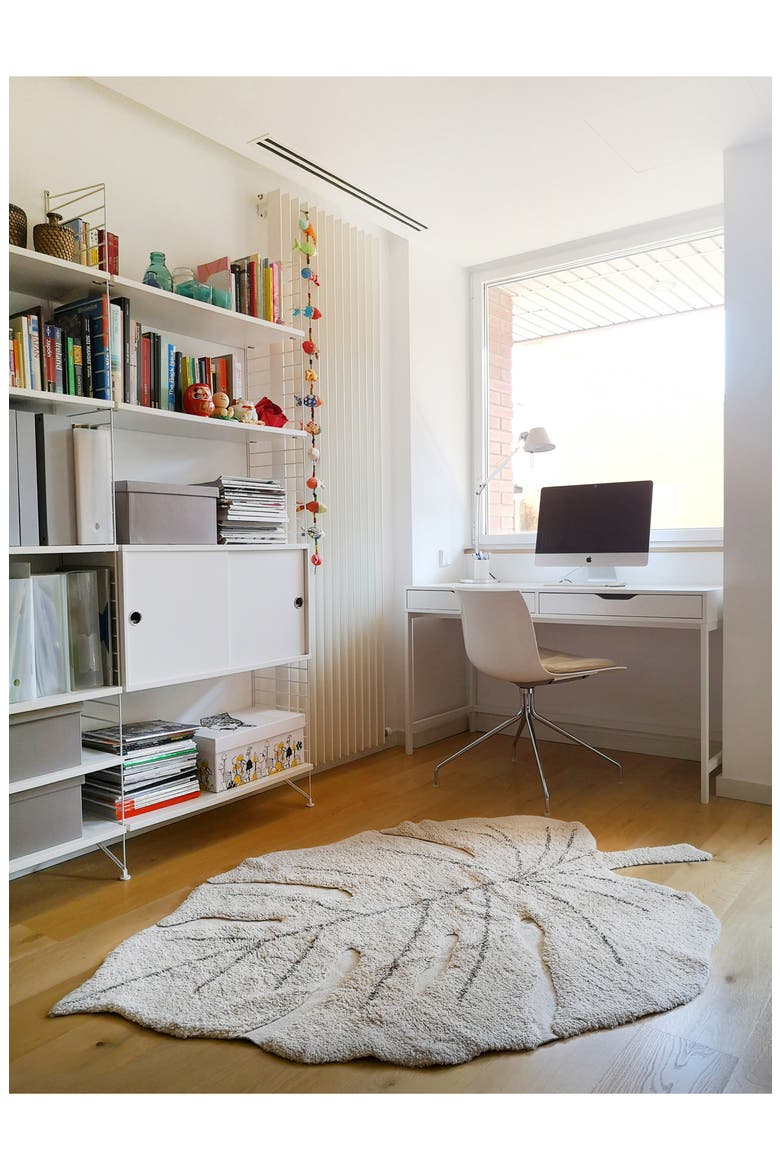 Monstera Leaf Washable Area Rug, Alternate, color, NATURAL SOIL BROWN