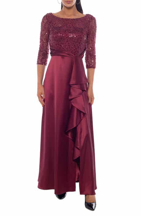 Sequined Lace & Satin Maxi Gown