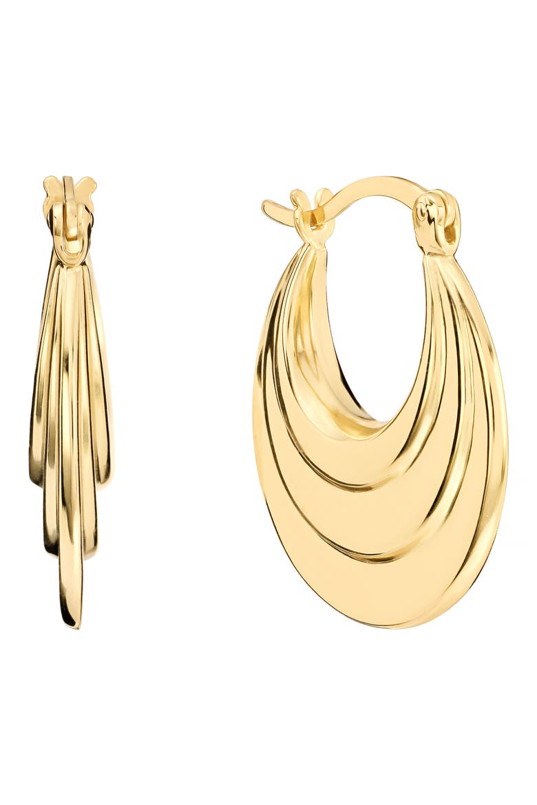 Round 3D Hoop Earrings, Main, color, GOLD