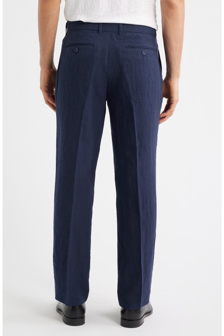 Flat Front Linen Chinos, Alternate, color, NAVY