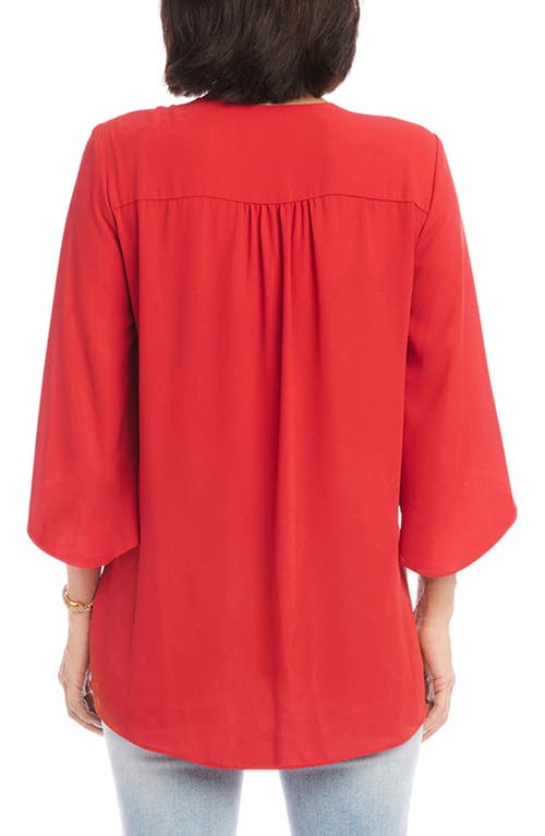 Karen Kane Bracelet Sleeve Asymmetric Top In Red