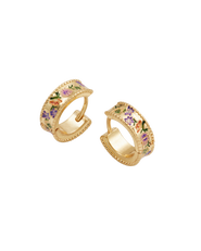 Fable England Folksy Floral Gold Huggie Earrings