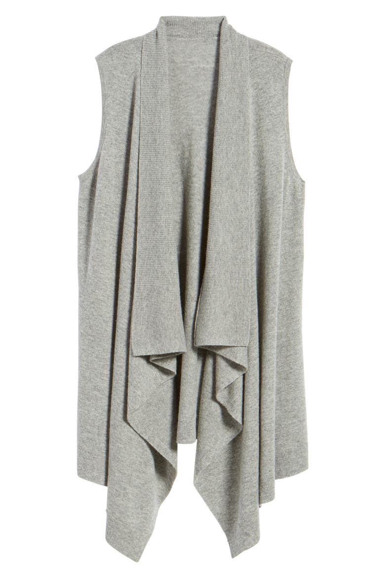Wool & Cashmere Drape Front Sweater Vest, Alternate, color, HEATHER GREY