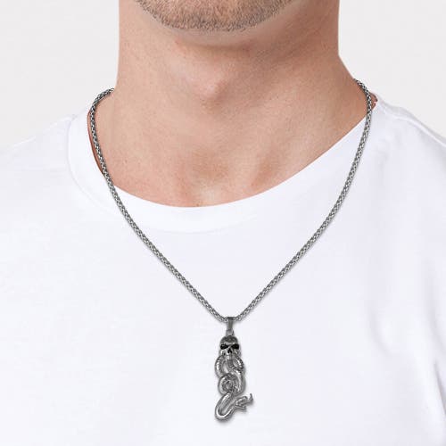 Harry Potter Dark Mark Skull And Snake Pendant Necklace, 22" In Metallic