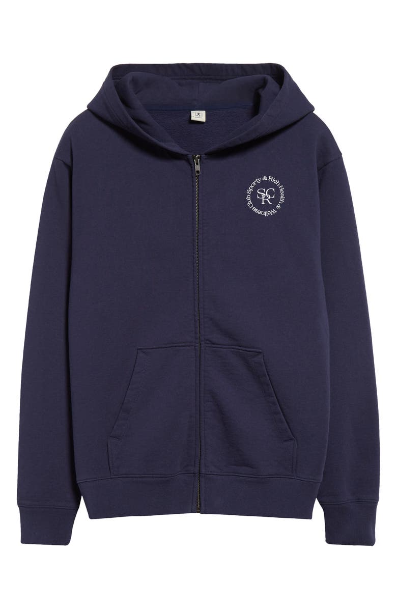 Sporty & Rich Wellness Club Cotton Graphic Zip-Up Hoodie, Alternate, color, 