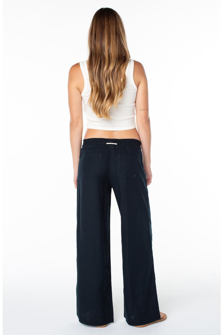 Oceanside Wide Leg Linen Blend Drawstring Pants, Alternate, color, ANTHRACITE