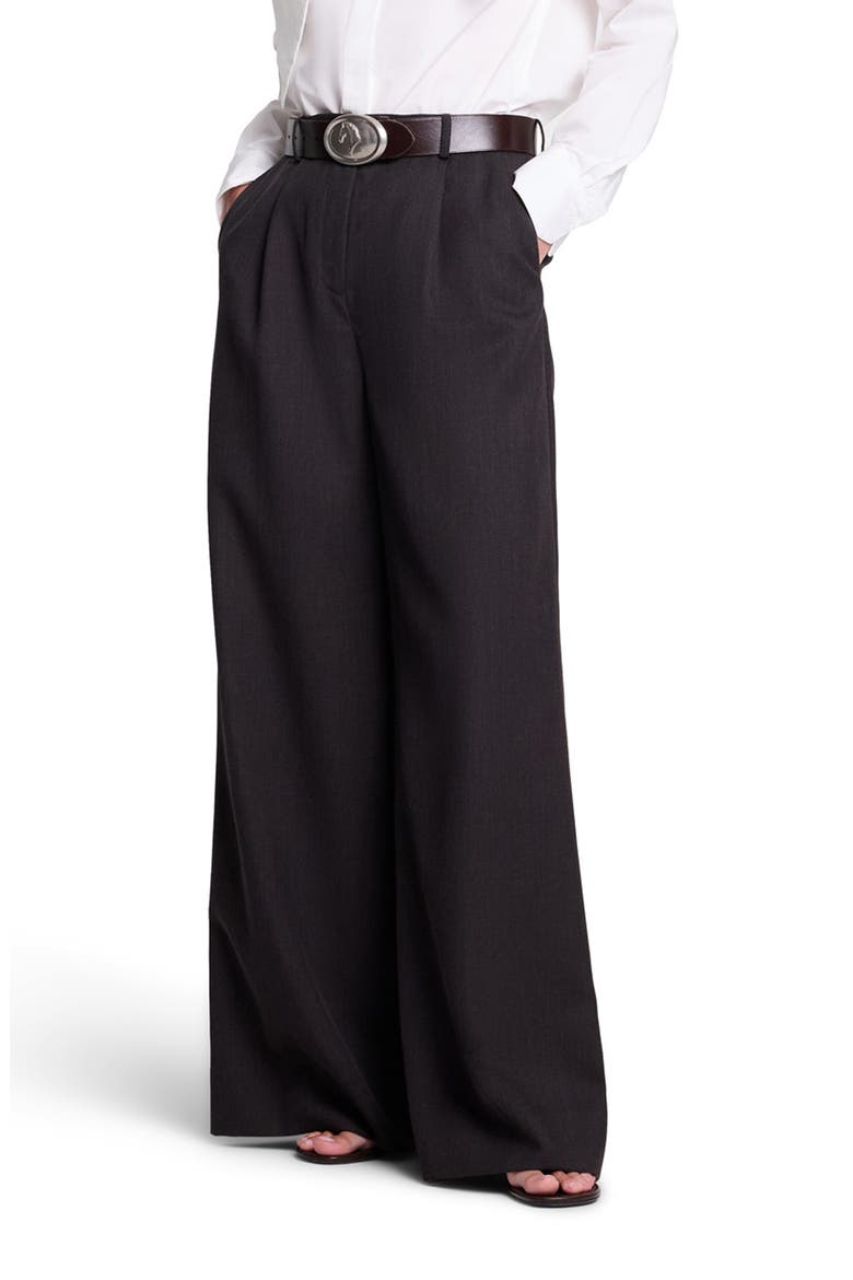 Gwen Wide Leg Wool Trousers, Alternate, color, DARK CHOCOLATE