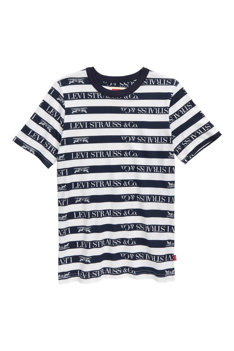 Levi's® Logo Stripe Ringer T-Shirt, Main, color, WHITE