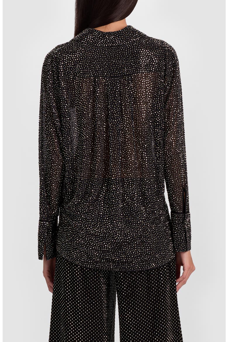 Crystal Detail Button-Up Shirt, Alternate, color, BLACK