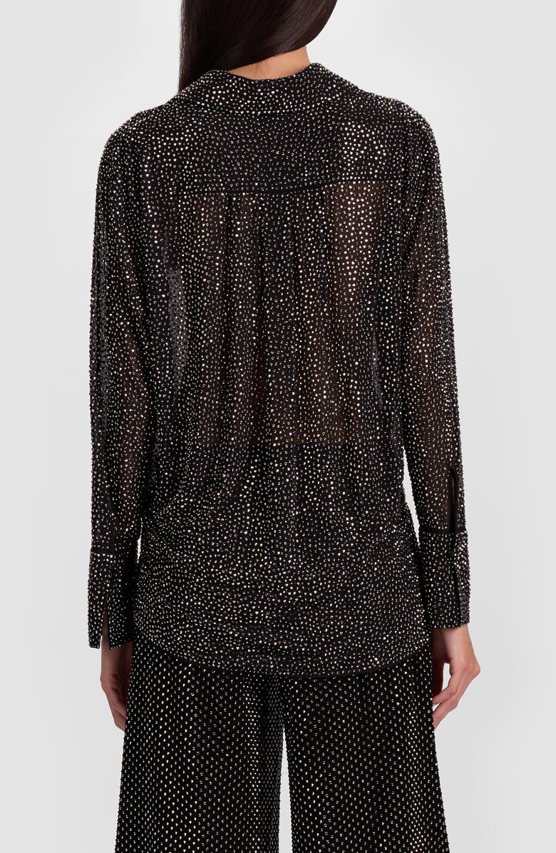 Alice + Olivia Crystal Detail Button-Up Shirt, Alternate, color, Black