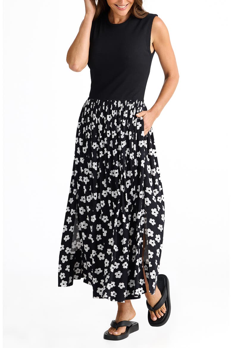 Daphne Mixed Media Midi Dress, Alternate, color, DITSY DAISY