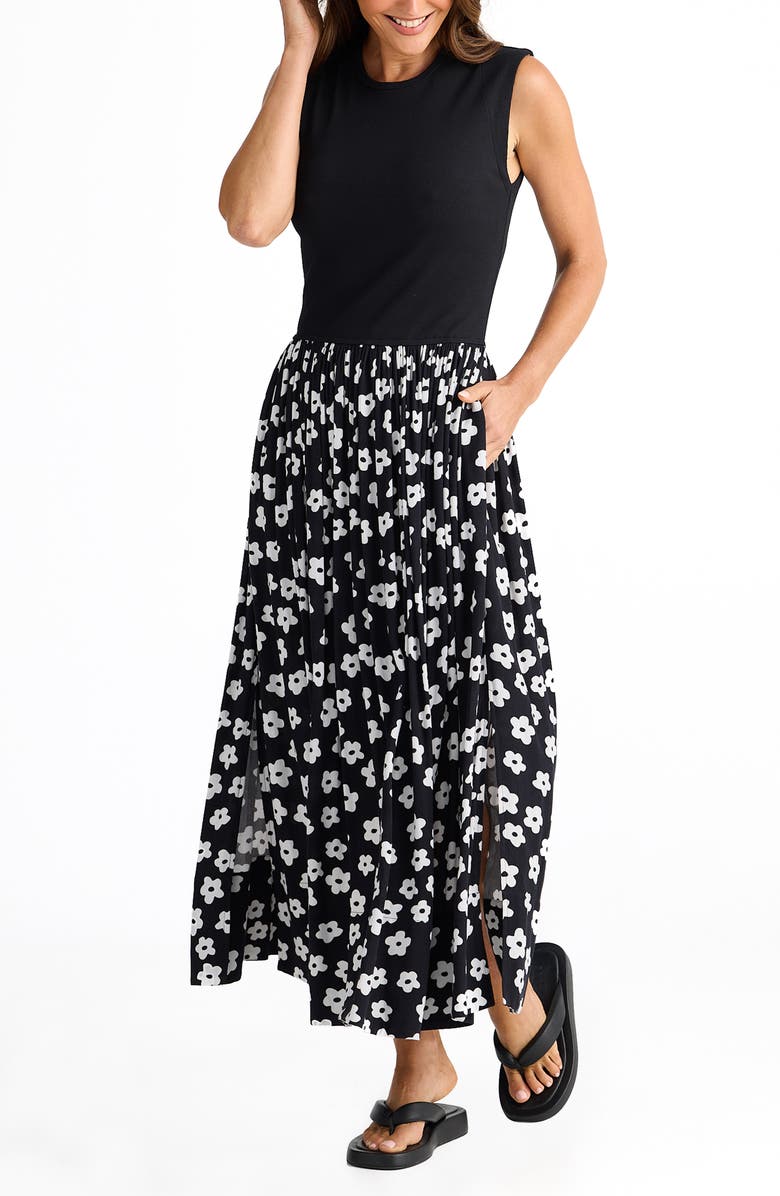 Brave+True Daphne Mixed Media Midi Dress, Alternate, color, Ditsy Daisy